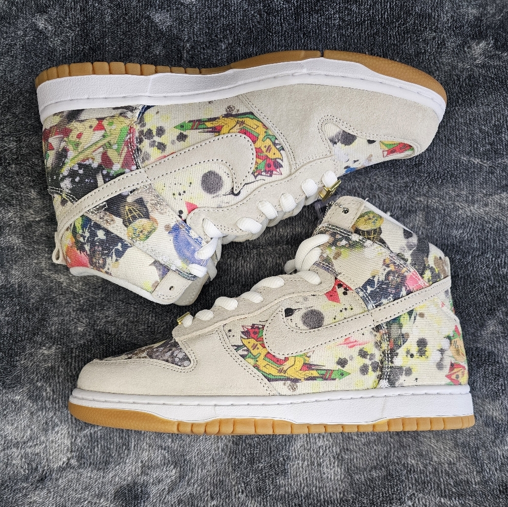 Supreme x Nike SB Rammellzee Dunk High Mens Size 7.5 FD8779-100 White/Multicolor